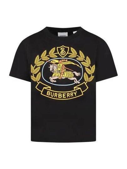 Kids Logo Print Short Sleeve T-Shirt Black - BURBERRY - BALAAN 2