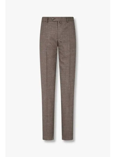 Men s Back Banding Wool Silk Linen Pants Dark Brown - EMPORIO ARMANI - BALAAN 1