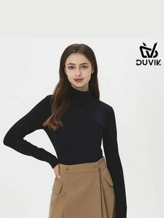 Women s three dimensional pattern double sided brushed long sleeved T shirt DE4WTS181BK - DUVIK - BALAAN 1