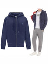 Tonal Fox Head Patch Comfort Zip Up Hoodie Ink Blue - MAISON KITSUNE - BALAAN 2