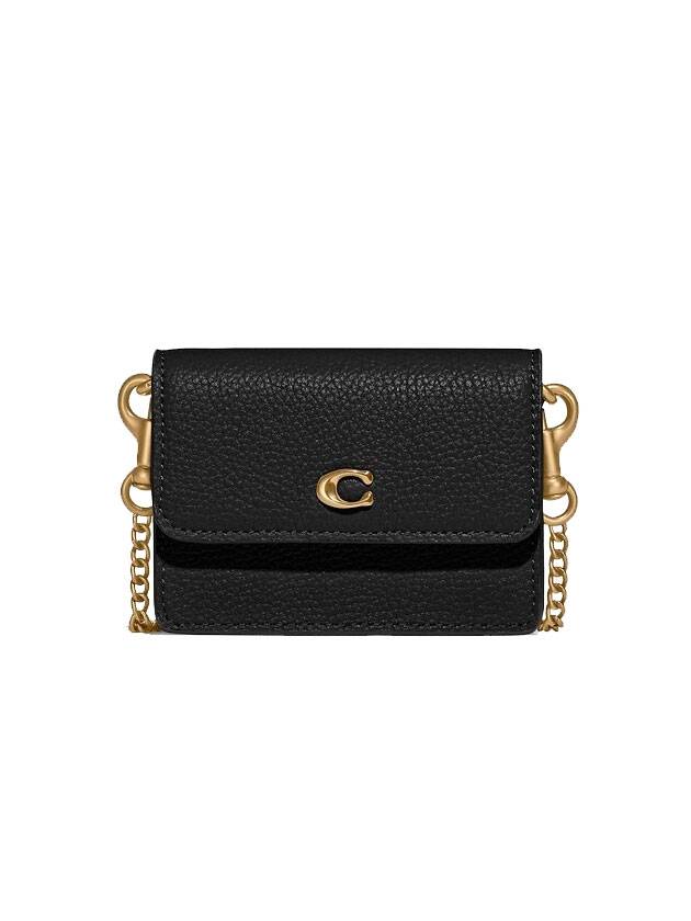 Half Flap Card Wallet Black - COACH - BALAAN 1