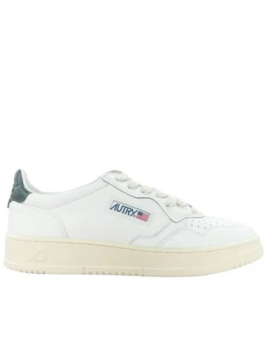 Men's Medalist Leather Low Top Sneakers White Green - AUTRY - BALAAN 2