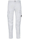 Lens Wappen Cargo Straight Pants White - CP COMPANY - BALAAN.