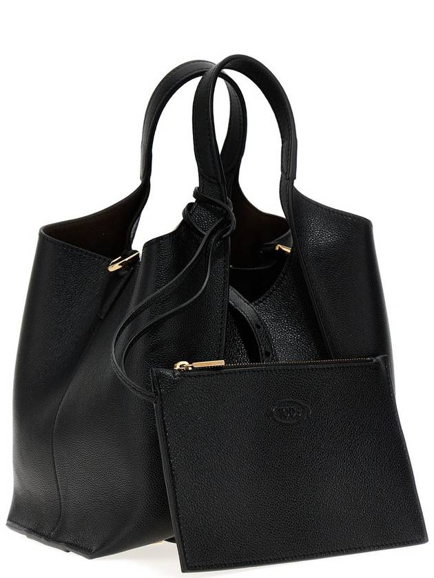 T Timeless Leather Shopping Mini Tote Bag Black - TOD'S - BALAAN 4