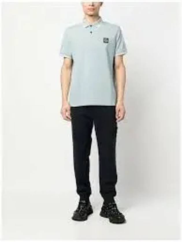 Men's Logo Patch Lining Short Sleeve Polo Shirt Sky Blue - STONE ISLAND - BALAAN 2