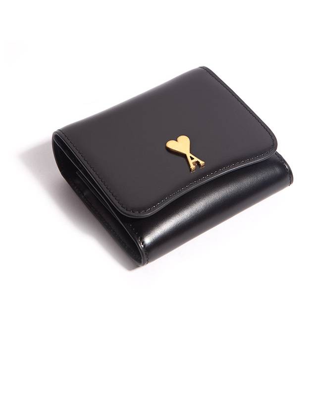 Heart Logo Flap Card Wallet Black - AMI - BALAAN 5