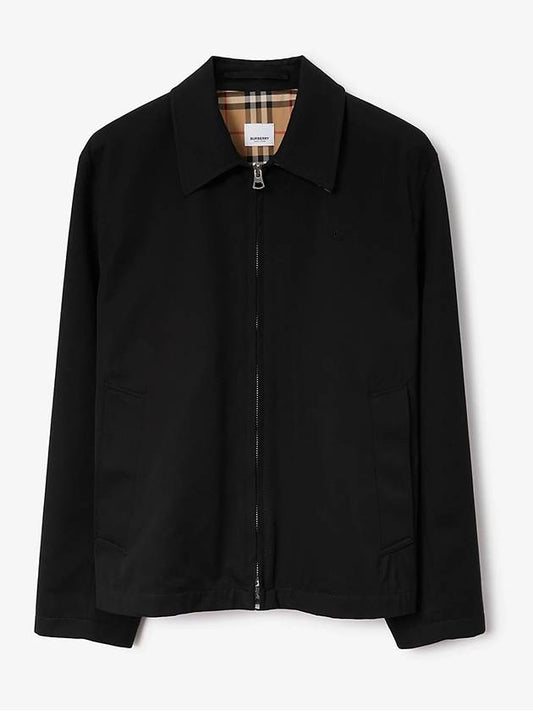 EKD Logo Embroidered Zip-Up Jacket Black - BURBERRY - BALAAN 2