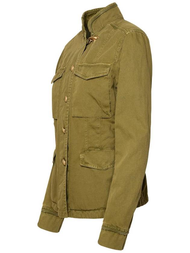 Fay 'Sahariana' Green Linen Blend Jacket - FAY - BALAAN 2