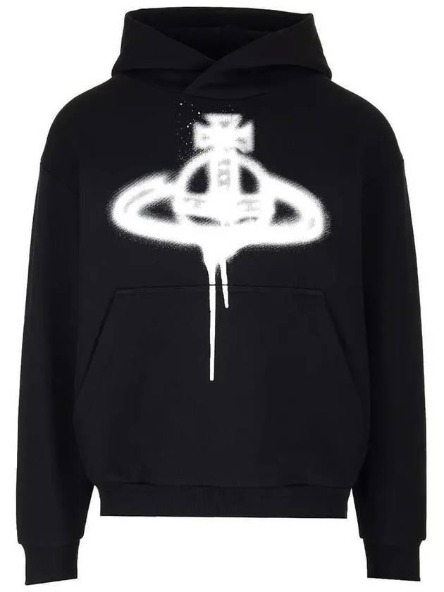 Spray ORB Logo Print Hoodie Black - VIVIENNE WESTWOOD - BALAAN 3