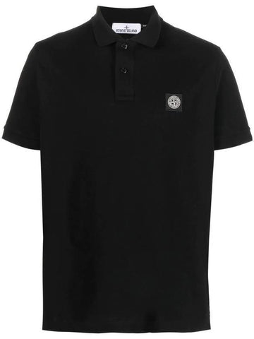 Men's Logo Patch Polo Shirt Black - STONE ISLAND - BALAAN 1