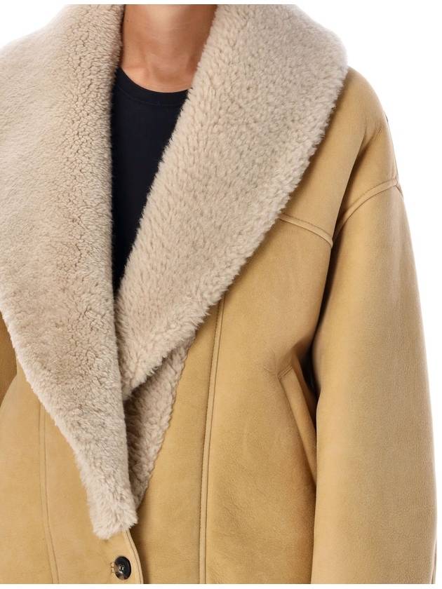 Wide Shearling Shawl Collar Sheepskin Jacket Brown - GOLDEN GOOSE - BALAAN 4