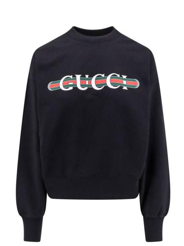 Print Cotton Jersey Sweatshirt Black - GUCCI - BALAAN 2