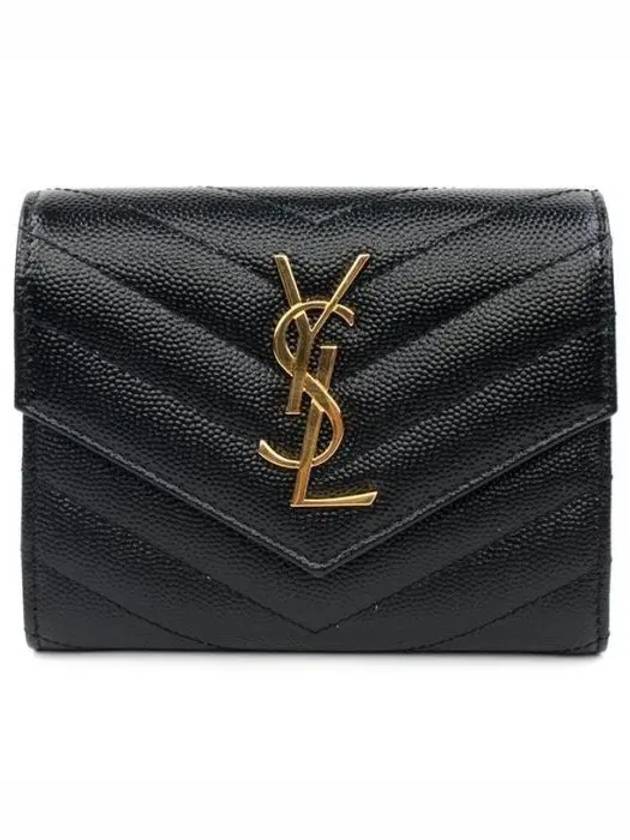 Matelasse Monogram Quilting Flap Half Wallet Black - SAINT LAURENT - BALAAN 2