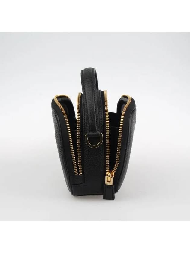 Logo Odette Leather Mini Shoulder Bag Black - PRADA - BALAAN 5