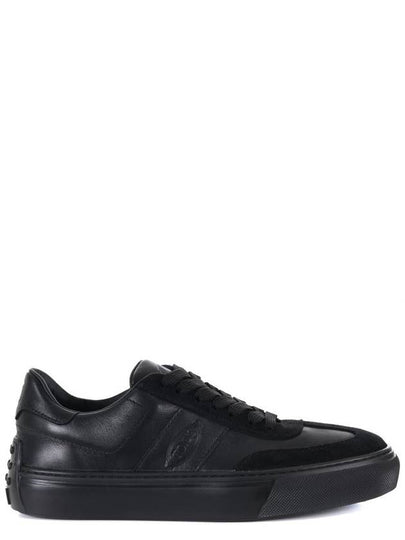 Round Toe Leather Low Top Sneakers Black - TOD'S - BALAAN 2