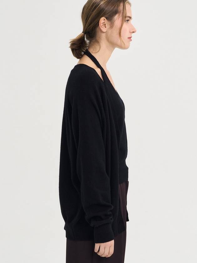 Wool Halter Neck and Loose Fit Cardigan Setup Black - SORRY TOO MUCH LOVE - BALAAN 5