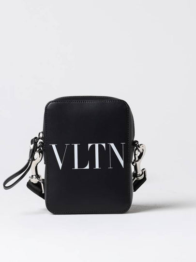 VLTN Logo Print Leather Cross Bag Black - VALENTINO - BALAAN 2