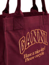 Logo Tote Bag Shoulder Burgundy Women s - GANNI - BALAAN 6