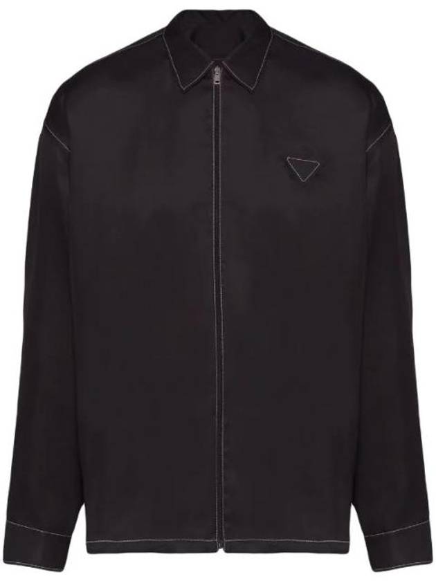 Silk Twill Shirt Black - PRADA - BALAAN 1