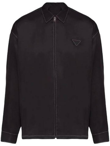 Silk Twill Shirt Black - PRADA - BALAAN 1