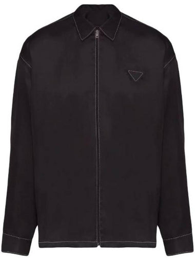 Silk Twill Shirt Black - PRADA - BALAAN 1