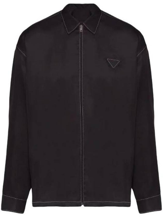 Silk Twill Shirt Black - PRADA - BALAAN 1