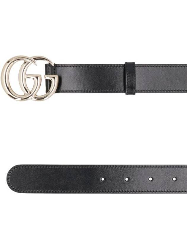 GG Marmont Thin Leather Belt Black - GUCCI - BALAAN 4