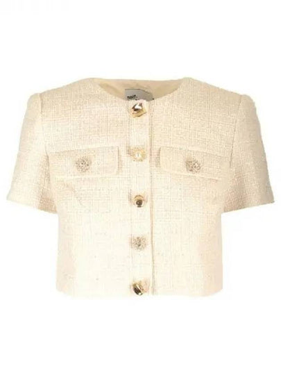 Women's Boucle Cropped Shirt Cream - SELF PORTRAIT - BALAAN 2