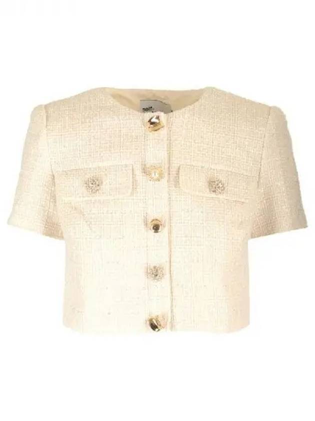 Women's Boucle Cropped Shirt Cream - SELF PORTRAIT - BALAAN 1