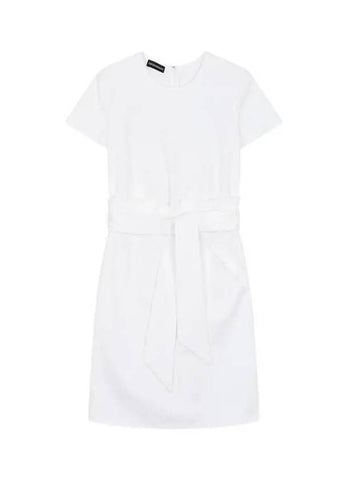 Women s Belted Stretch Cotton Dress White 270914 - EMPORIO ARMANI - BALAAN 1