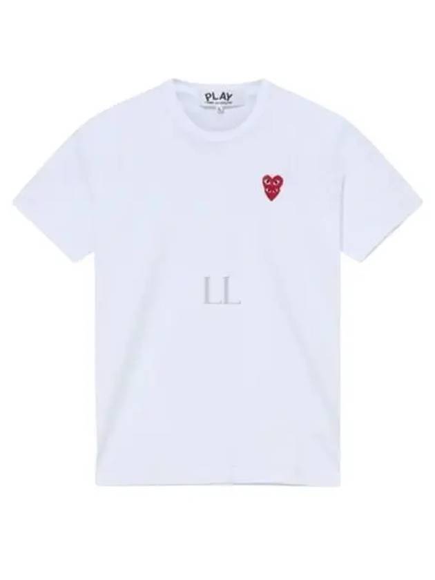 Play Men's Small Double Red Heart Wappen Short Sleeve T-Shirt P1 T288 2 White - COMME DES GARCONS - BALAAN 2