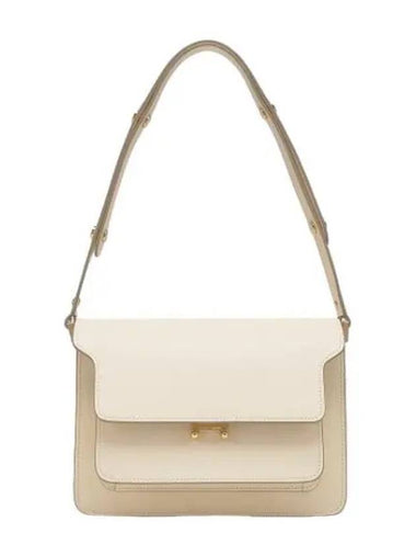 Medium Saffiano Leather Trunk Shoulder Bag Talc - MARNI - BALAAN 1