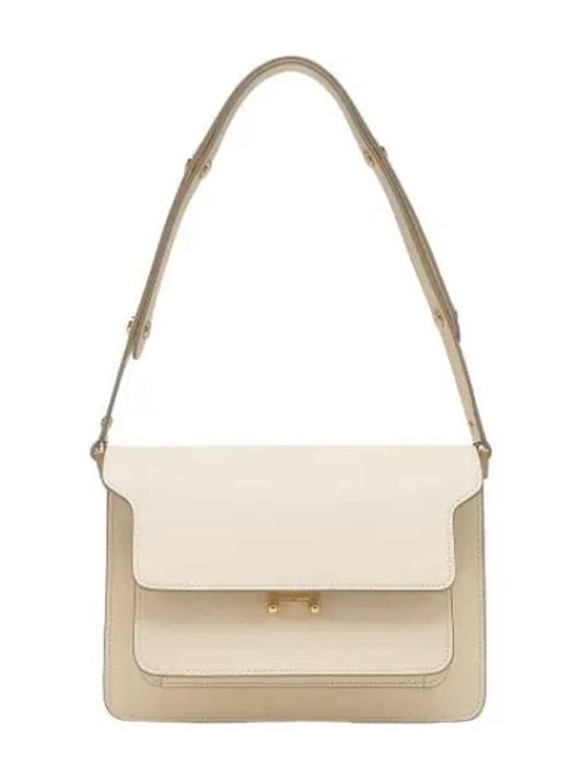 Medium Saffiano Leather Trunk Shoulder Bag Talc - MARNI - BALAAN 1