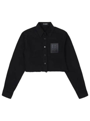 Logo Patch Low Cut Crop Shirt Black - RAF SIMONS - BALAAN 1