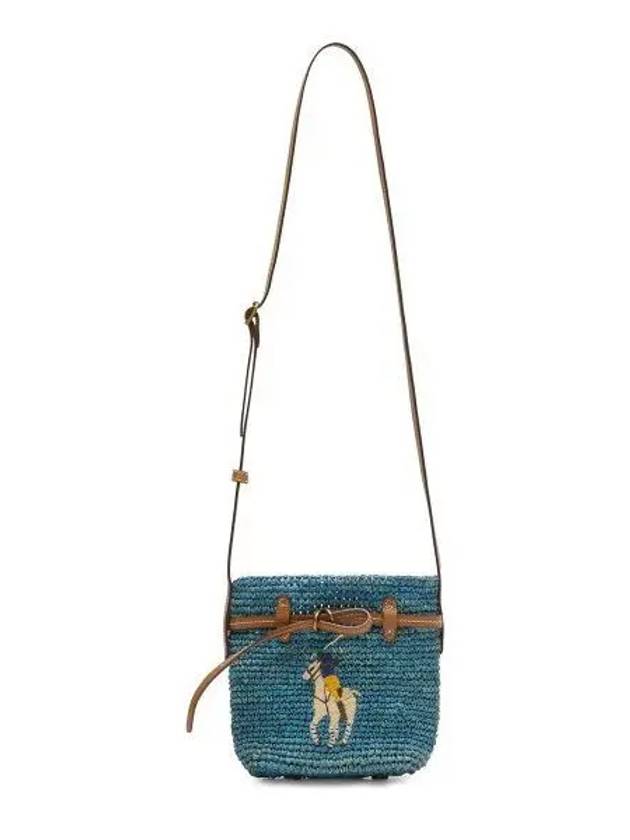 W Raffia Mini Belfort Bucket Bag Blue - POLO RALPH LAUREN - BALAAN 1