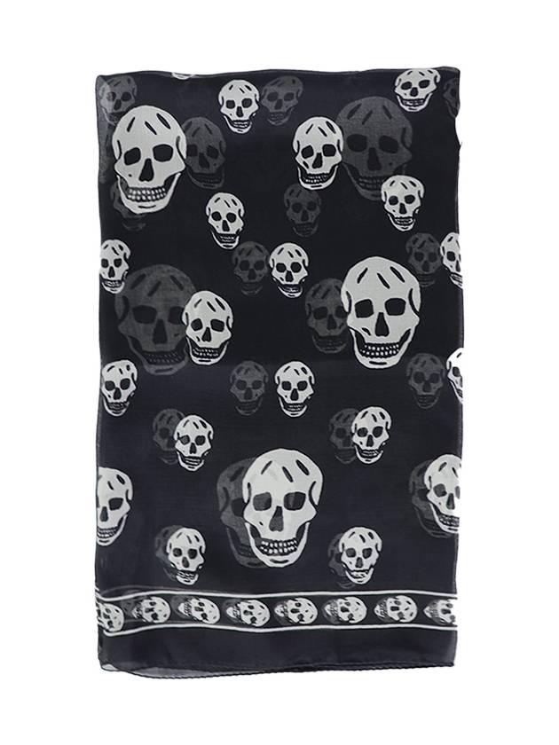 Skull Print Silk Scarf Black - ALEXANDER MCQUEEN - BALAAN 4