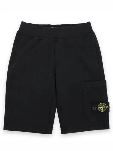 Stone Kids Waffen Patch Bermuda Shorts Black 801661840 V0029 1056173 - STONE ISLAND - BALAAN 1