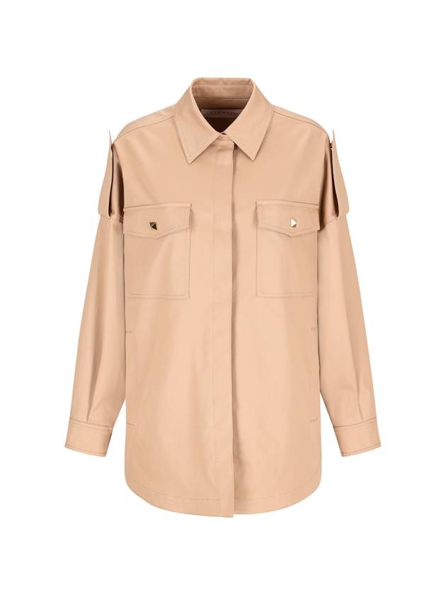 23 F W One Stud Overshirt in Stretch Cotton 3B3CIGR171M 0BG B0230963096 - VALENTINO - BALAAN 3