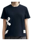 Women's Boucle Anchor Embroidered Short Sleeve T Shirt Navy - THOM BROWNE - BALAAN 2