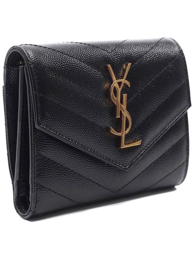 Matelasse Monogram Quilting Flap Half Wallet Black - SAINT LAURENT - BALAAN 4