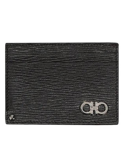 Double Gancini Leather Card Wallet Black - SALVATORE FERRAGAMO - BALAAN 2