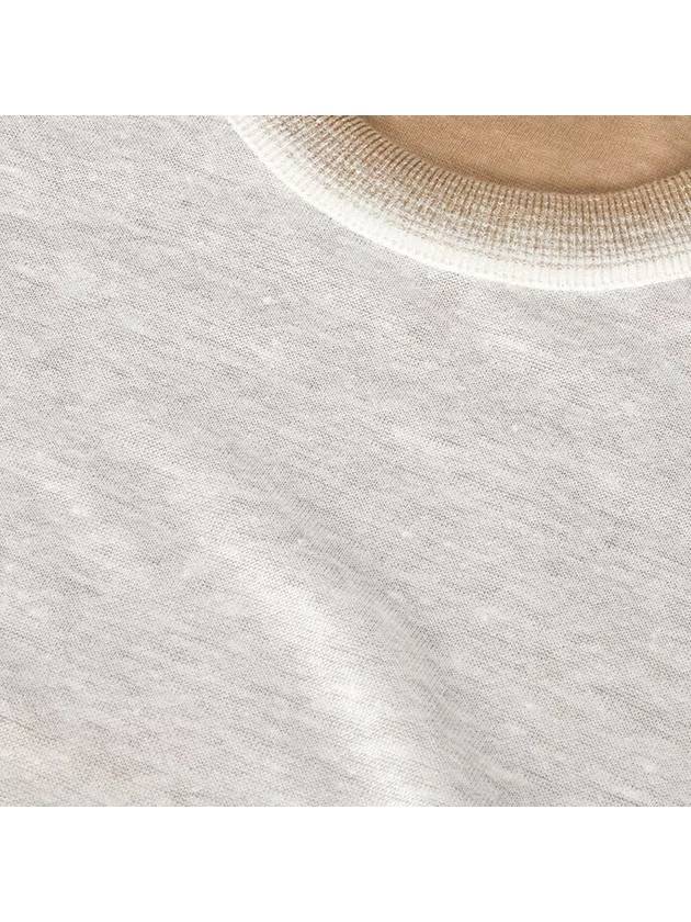 Tshirt twotone linen jersey gradient knit white brown - LORO PIANA - BALAAN 7