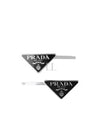 Triangle Logo Hair Clip Silver Black - PRADA - BALAAN 2