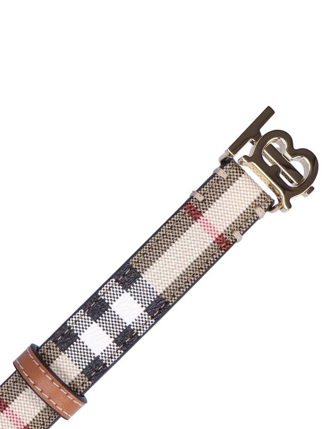 Plaid Check Pattern Leather Belt Beige - BURBERRY - BALAAN 3