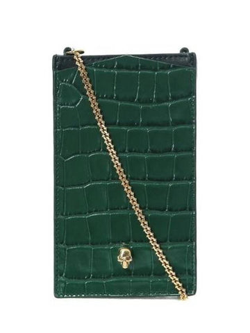 Skull Coco Stamp Phone Shoulder Bag Green - ALEXANDER MCQUEEN - BALAAN 1