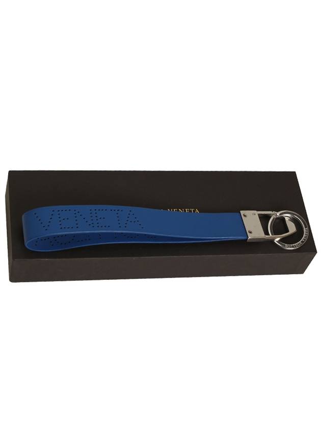 Lambskin Logo Strap Key Holder Blue - BOTTEGA VENETA - BALAAN 3