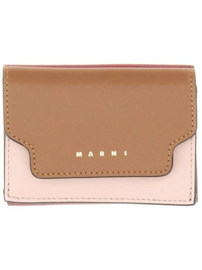 Saffiano Leather Tri-fold Half Wallet Brown - MARNI - BALAAN 2