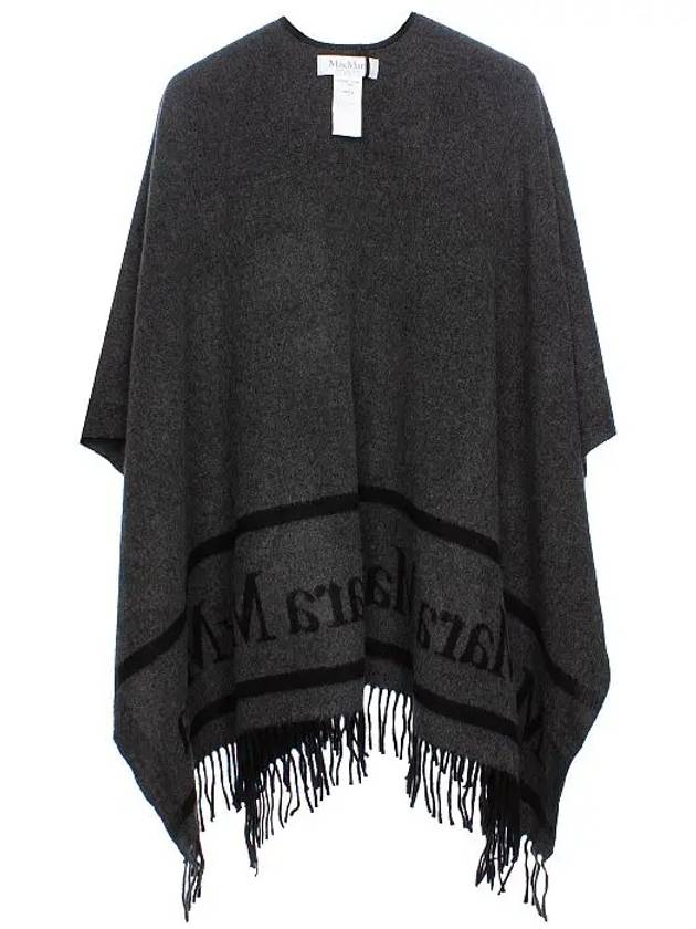 Hilde Logo Print Wool Cape Black - MAX MARA - BALAAN 8