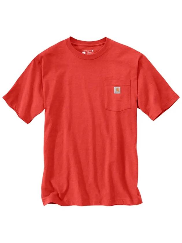 Pocket short sleeve t shirt fire red heather K87 R68 - CARHARTT - BALAAN 3