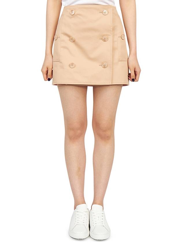 Women's Trench Mini Cotton Gabardine A-Line Skirt Pale Nude - BURBERRY - BALAAN 4